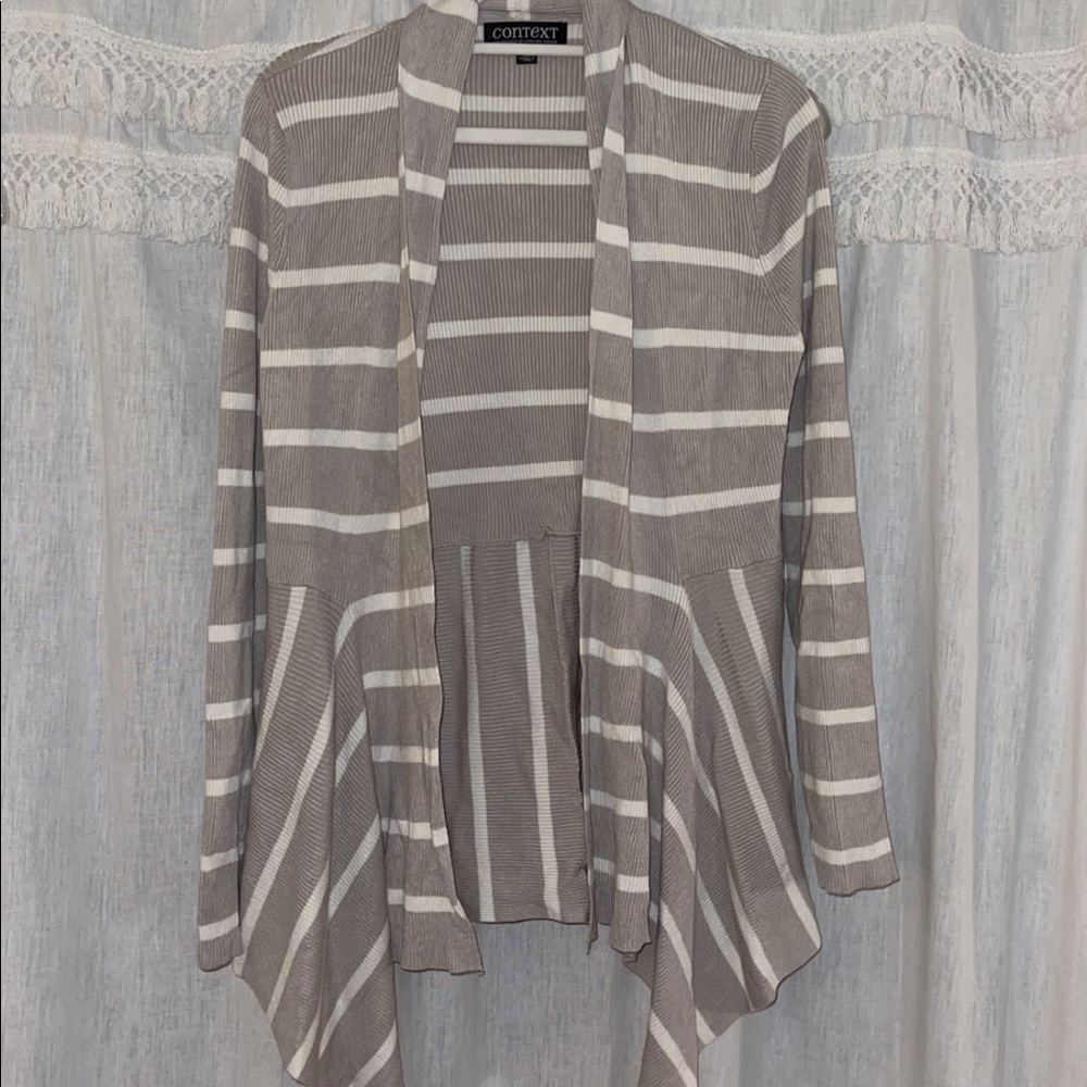 Grey and White Striped Sweater